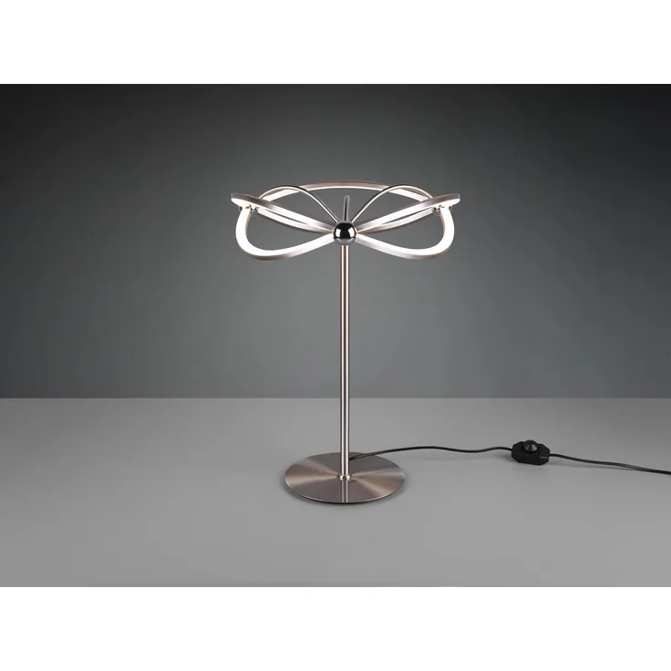 Moderne LED Tischlampe CHARIVARI Silber matt, Höhe 50cm