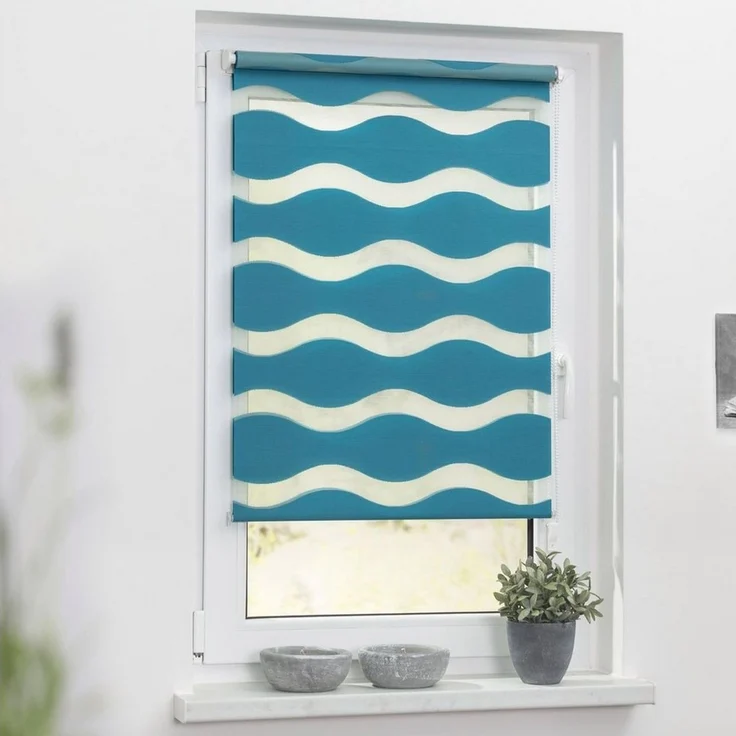Lichtblick Sonnenschutzsysteme GmbH Doppelrollo Stockholm 45 cm x 150 cm (BxL) Petrol Duo Rollo in extravagantem Stil; Klemm- und schraubbar; Lichtdurchlässig und blickdicht – Bild 4