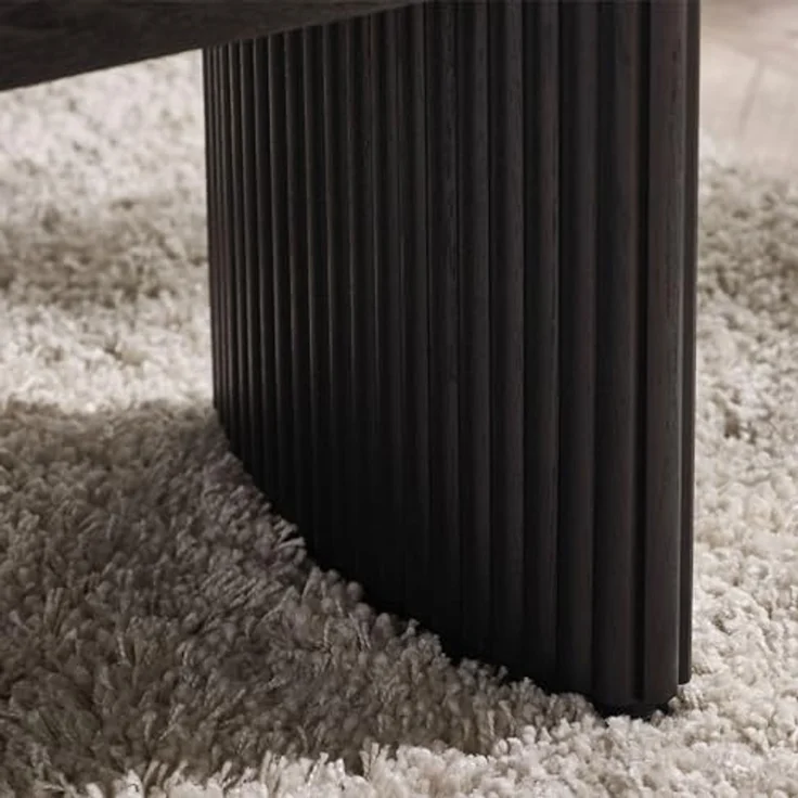 Julian Bowen Louis, kompakter, schwarzer, geriffelter Couchtisch, Eschenholz, 90x50 cm – Bild 7