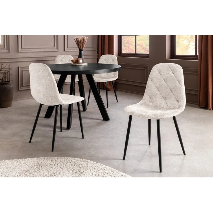 riess-ambiente Esszimmerstuhl GLAMM beige/schwarz - Chenille Cremona, Metallbeine, Rauten-Steppung (Einzelartikel, 1 St), Stilvoller Esszimmerstuhl - ideal für Küche, Büro und Wohnzimmer – Bild 3
