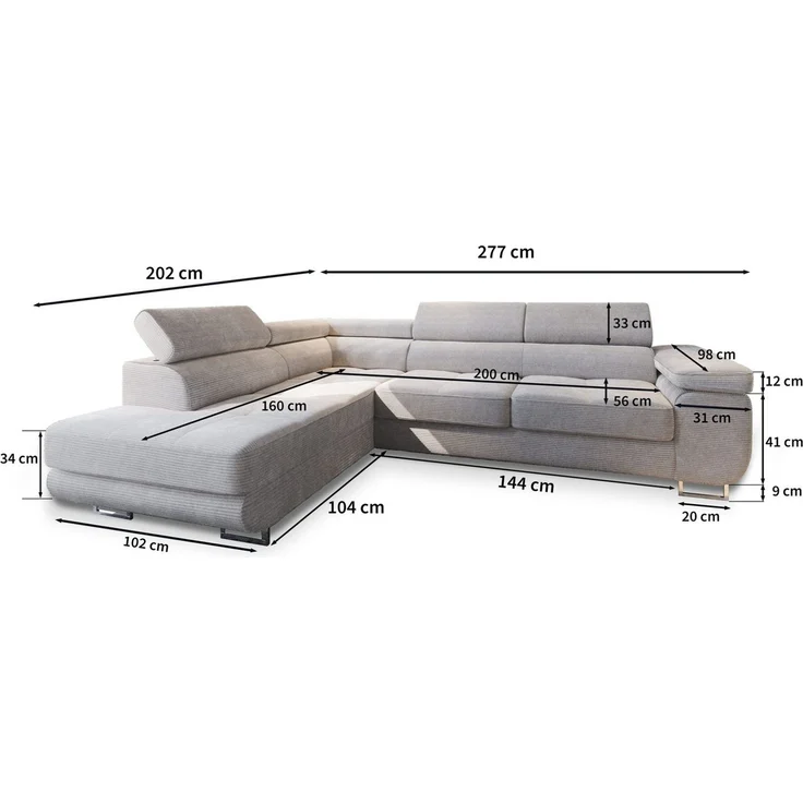 Masseno Ecksofa APIRO mit Schlaffunktion L-Form, Sofa mit Bettkasten – Bild 2
