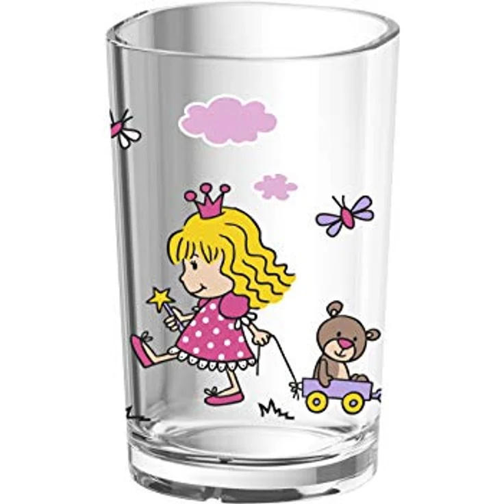 emsa Kinder-Trinkglas Kids, 0,2 Liter, Motiv: Princess, Bunt, 516274, Pink – Bild 1