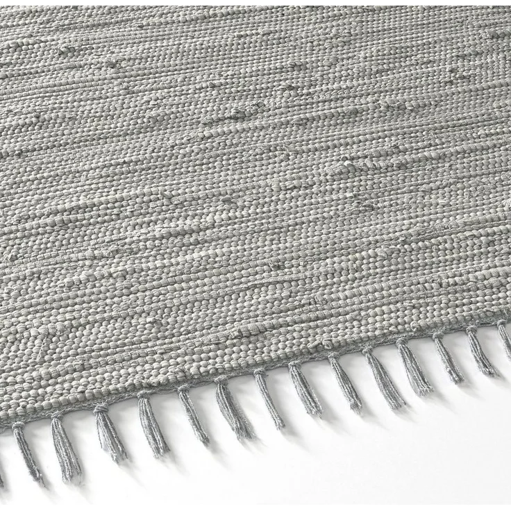 TaraCarpet Teppich Flickenteppich TaraCarpet Sylt mit Fransen, rechteckig, Höhe: 5 mm, Wohnzimmer Schlafzimmer Küchenteppich grau 070x250 – Bild 2