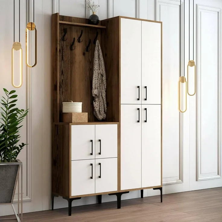 Dmora Garderobenschrank Castor 120x35x200 cm Braun, für 16 Paar