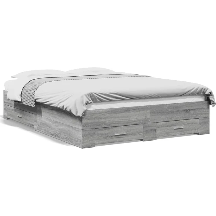 vidaXL Bettgestell mit Schubladen Grau Sonoma 120x200 cm Holzwerkstoff 3280396 – Bild 2