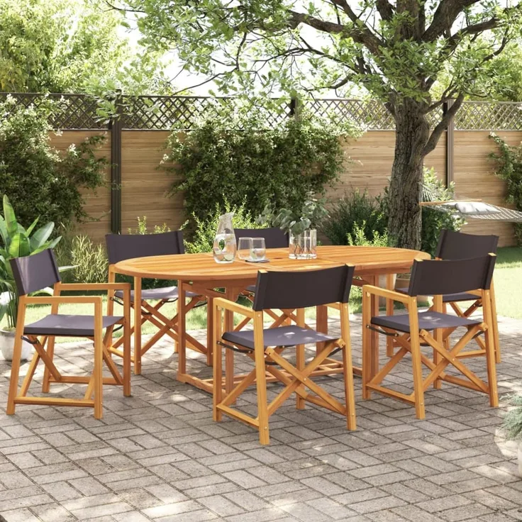vidaXL Klappbare Gartenstühle 6 Stk. Dunkelgrau Stoff 3208920