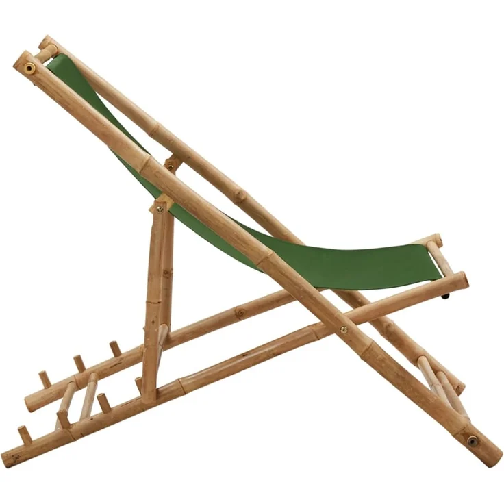 Liegestuhl, Sonnenliege Bambus und Canvas Grün – Bild 3