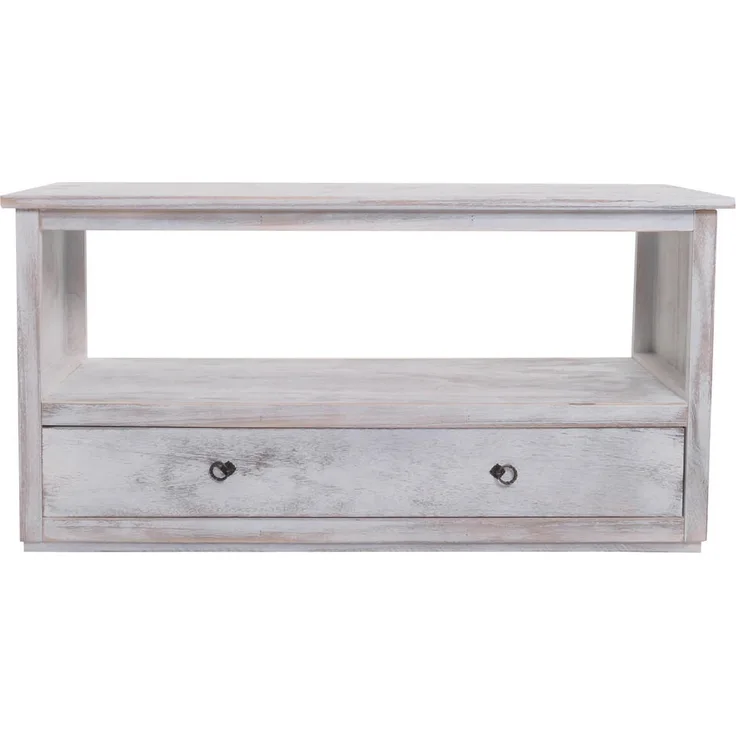 MCW TV-Rack, Weiß, Lowboard aus Paulowniaholz, 110x53x39 cm mit Schublade und Ablagefach