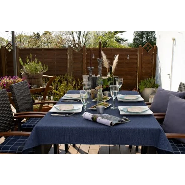 Brandsseller Gartentischdecke 110x140 cm Tischdecke mit Paspel Outdoor Tischtuch rechteckig Weichschaum für Garten, Terrasse, Balkon wetterfest rutschfest - Blau – Bild 7
