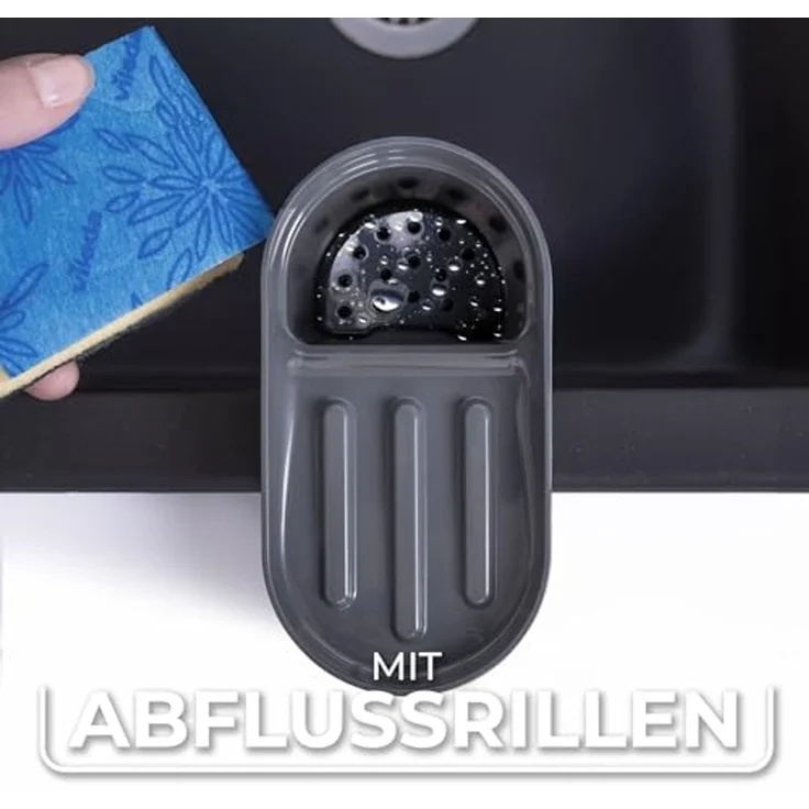 Vileda Küchenorganizer-Set Schwammhalter Spülbecken Edelstahl, (Set, Set), mit Saugnapf, Robust – Bild 5