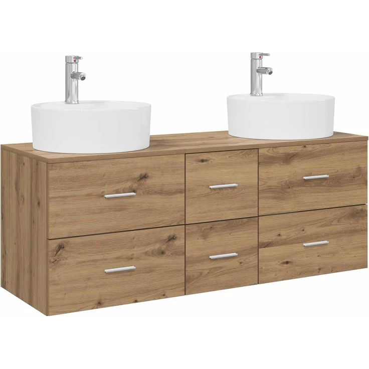vidaXL Badezimmerschrank-Set 3 stk. Artisan-Eiche 129 x 44,5 x 82 cm 3405890 – Bild 2