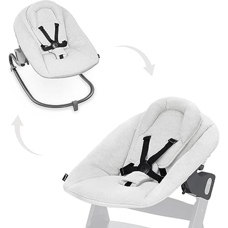 Hauck Alpha Bouncer Premium, Babywippe in Light Grey mit verstellbarer Rückenlehne und 5-Punkt-Gurt – Bild 1