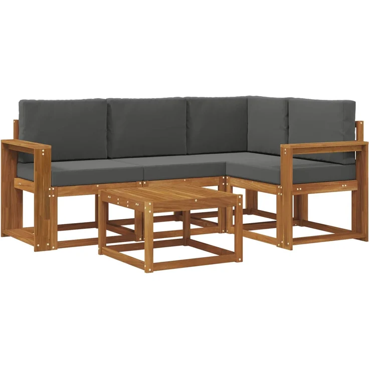 vidaXL Outdoor-Sofagarnitur mit Kissen 5 pcs Natur und Anthrazit 3366365 – Bild 2