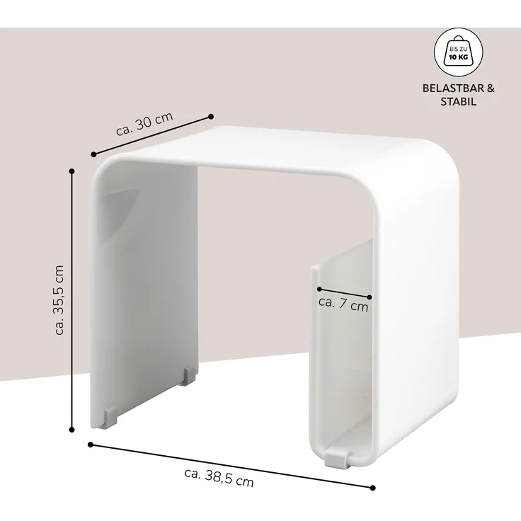 Acryl Beistelltisch mit Magazinhalter 2in1, weiß-glänzend – Bild 7