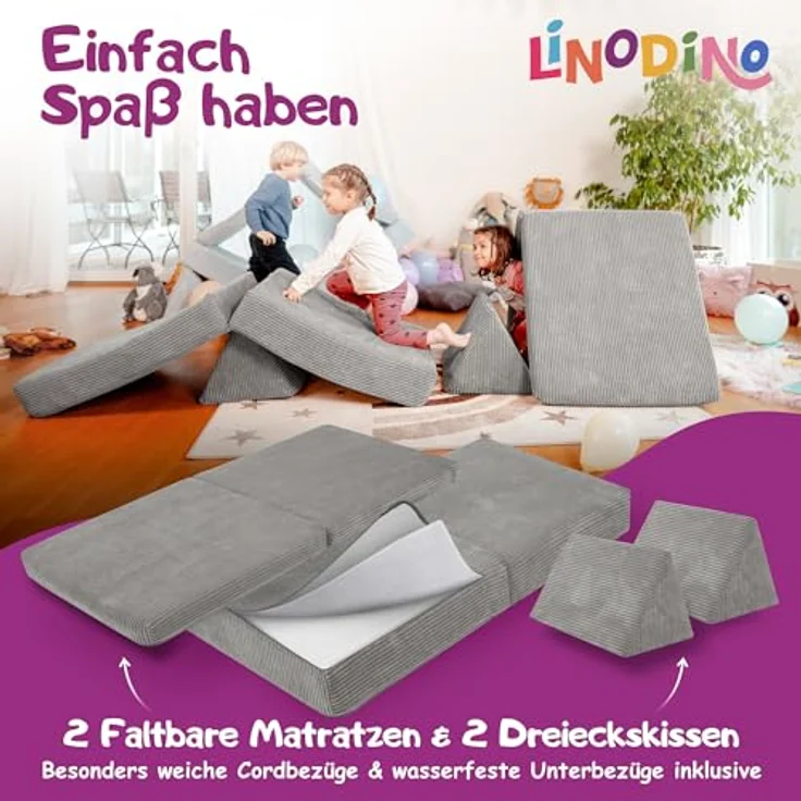 Linodino Kindersofa Spielsofa I aus Schaumstoff Bausteine I Spielcouch für Kinder, 3 Jahre Garantie – Bild 5