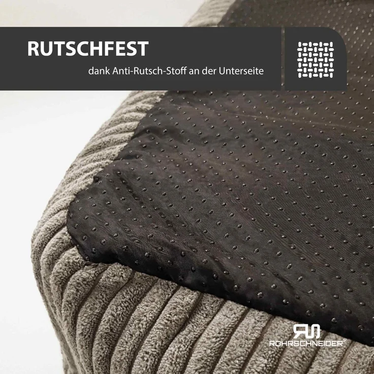 ROHRSCHNEIDER Hundebett - Cord, Hundekorb, Tierbett, Wendekissen, Bezug waschbar, rutschfest Taupe 15x55x42cm – Bild 5