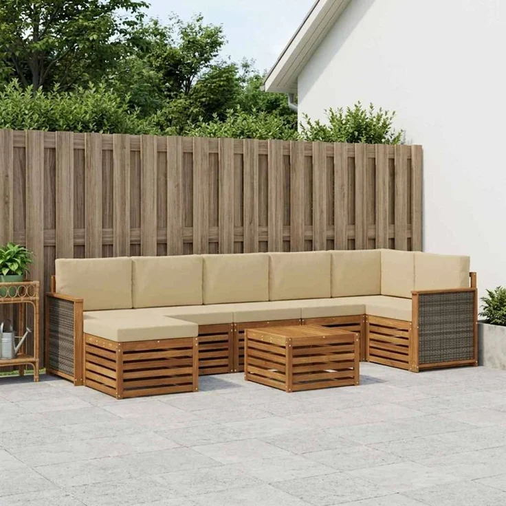 vidaXL Outdoor-Sofagarnitur 8 stk. 8-Sitzer Natur und Beige 3384649 – Bild 1