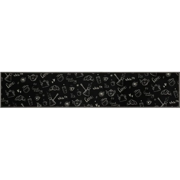 vidaXL Küchenteppich Waschbar Morgen Schwarz 60x300 cm Samt 4005586 – Bild 2