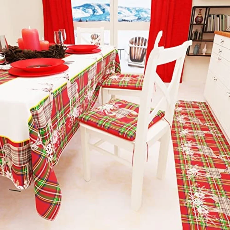 PETTI Artigiani Italiani - Tischdecke für Weihnachten, schmutzabweisend, rechteckig, für Weihnachten, Küche, Design Rentier, Beige X6 Sitzer (140x180 cm), 100% Made in Italy – Bild 3