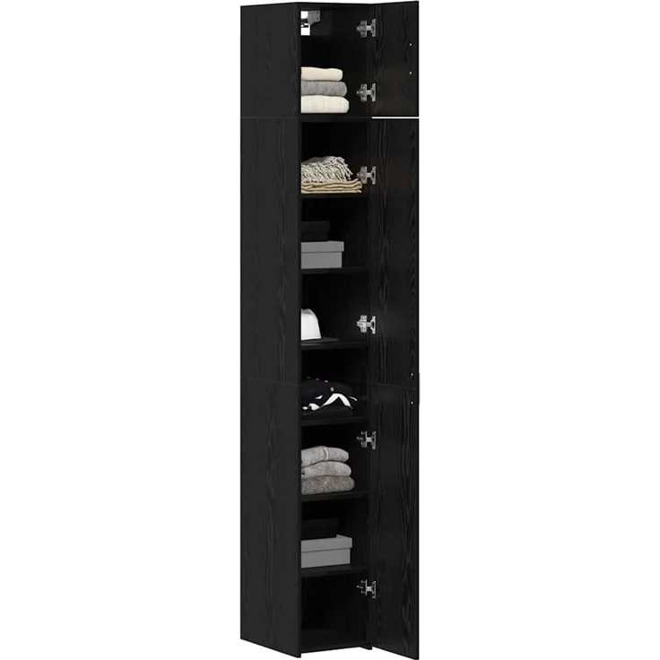 vidaXL Lagerschrank mit Regalen Schwarz Eichen-Optik 3365629 – Bild 3