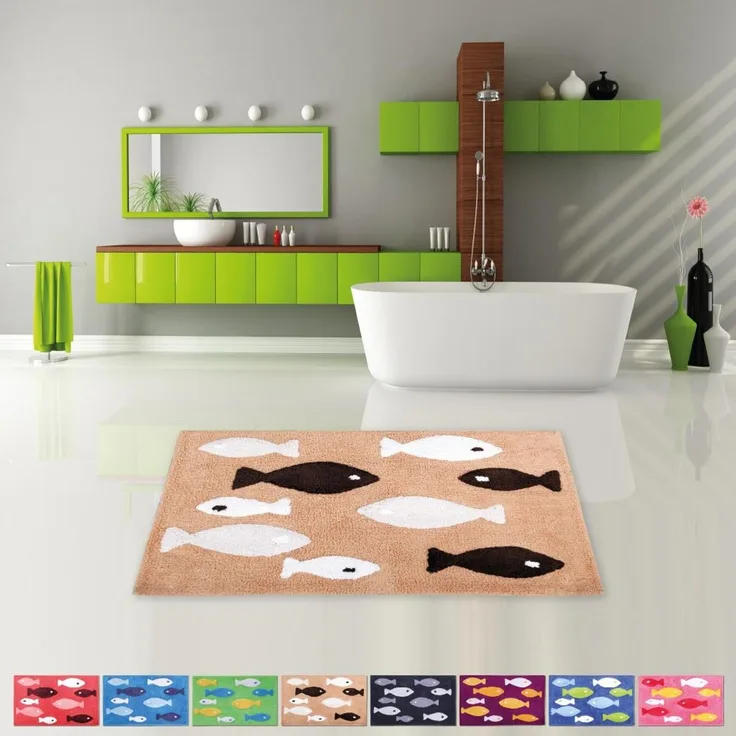 Badematte Duschvorleger Badezimmerteppich Auswahl: 50x80cm beige - hellbraun