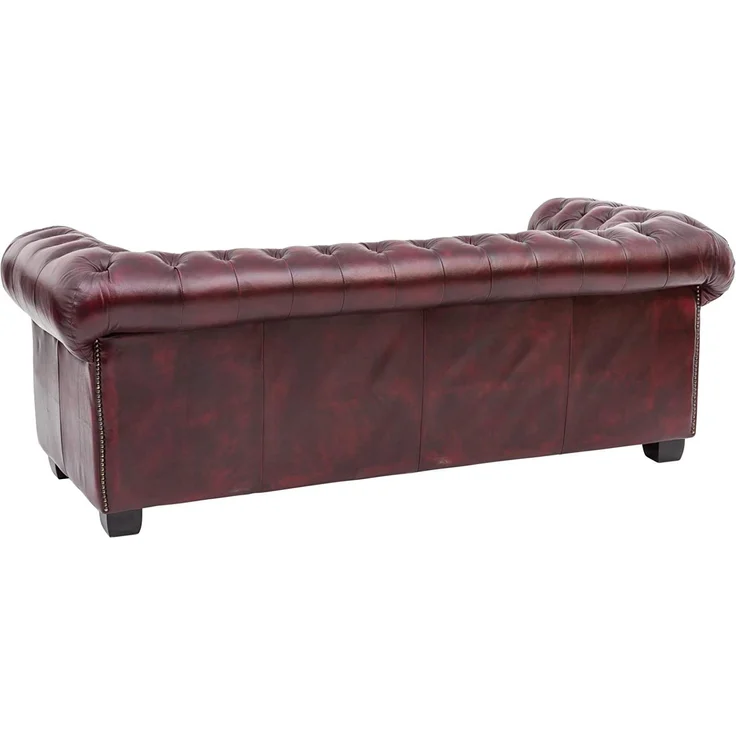 Chesterfield Echtleder Sofa 3-Sitzer antik-rot 200x72x90 cm massivum Serie Chesterfield Ledercouch englisches Design Clubsofa Büro Wohnzimmer – Bild 6