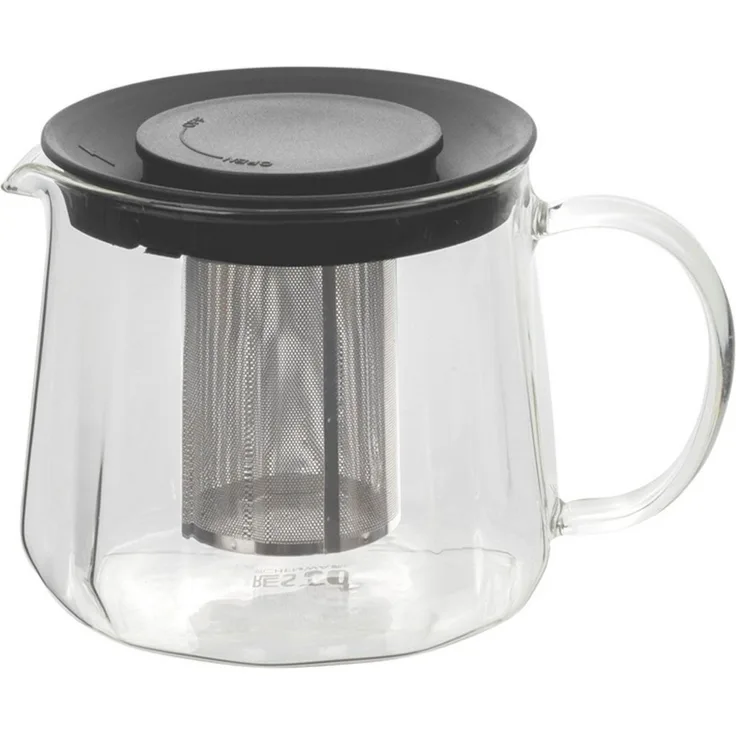 RESTO Kitchenware Teekanne Ain, hitzebeständige Glaskanne im 3D Design, Höhe ca. 12 cm, 1 l, (4-St), mit herausnehmbarem Filtersieb aus Edelstahl, im Geschenkkarton