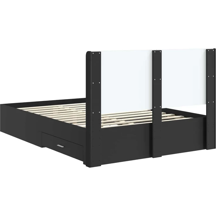 vidaXL Bettgestell mit Stauraum und Kopfteil Schwarz 135 x 190 cm 3414118 – Bild 8