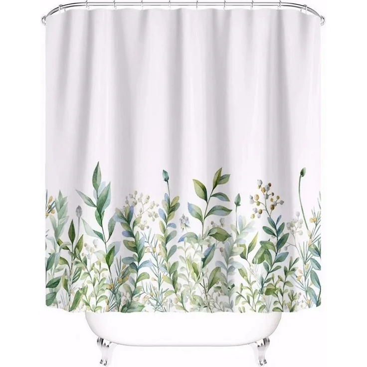 M&W DAS DESIGN Duschvorhang M&W DAS DESIGN Duschvorhang Vintage Garden Pflanzen Textil gelb grün Breite 180 cm – Bild 2