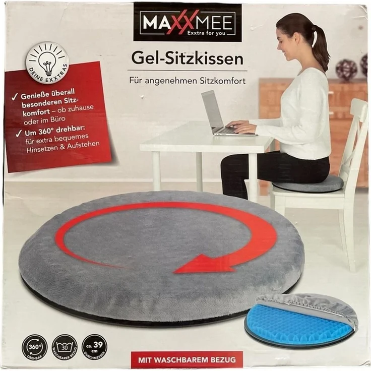 MAXXMEE Sitzkissen Orthopädisches Drehkissen Sitzkissen 360° drehbar Sitzerhöhung Aufl – Bild 2