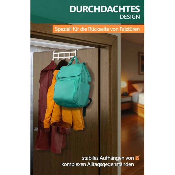 Lindenstein Türhaken Türhaken Innenseite Premium, Türen, (Packung, 1-St, 1), Ohne Bohren, langlebig, belastbar, rostfrei – Bild 3