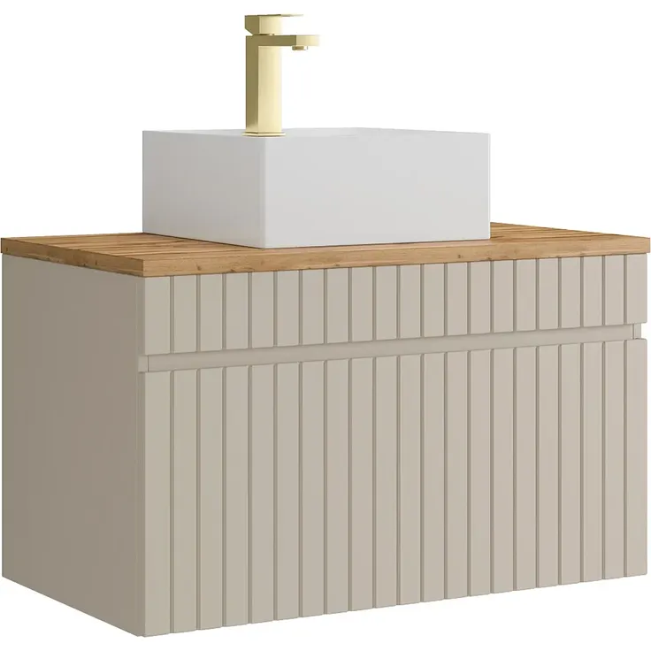 Vente-unique - SATARA Waschbeckenmöbel Holz, Platte Beige - B 46 cm x H 46 cm x L 80 cm – Bild 3