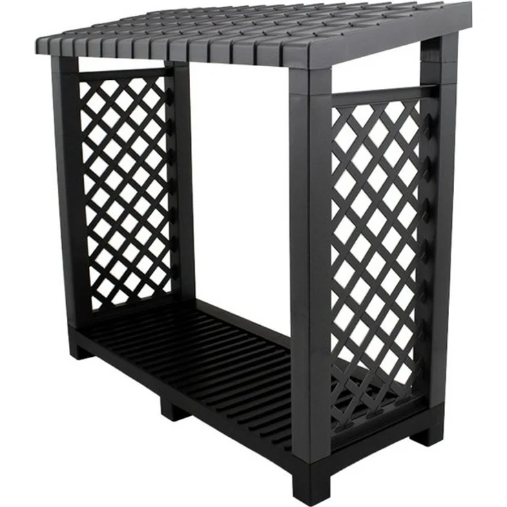 KHW Kaminholzregal aus stabilem und wetterfestem Kunststoff, BxTxH:114x47x102 cm, schützt Kaminholz vor Feuchtigkeit – Bild 4