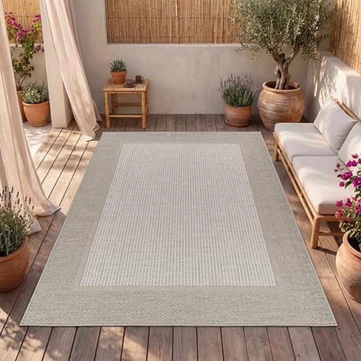 Paco Home In-& Outdoor Teppich Balkon Terrasse Küchenteppich Modernes Boho Ethno Muster, Grösse:200x280 cm, Farbe:Beige 7 – Bild 3