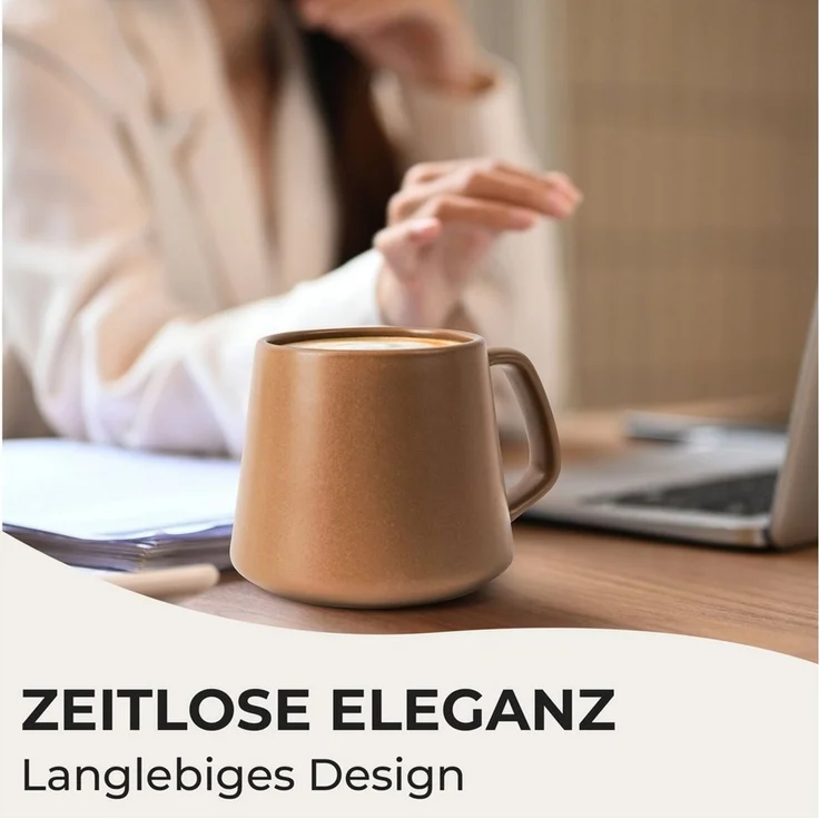 MiaMio Tasse Luxe Kaffeebecher 420 ml Beige Pastel, 4-tlg, Keramik – Bild 4