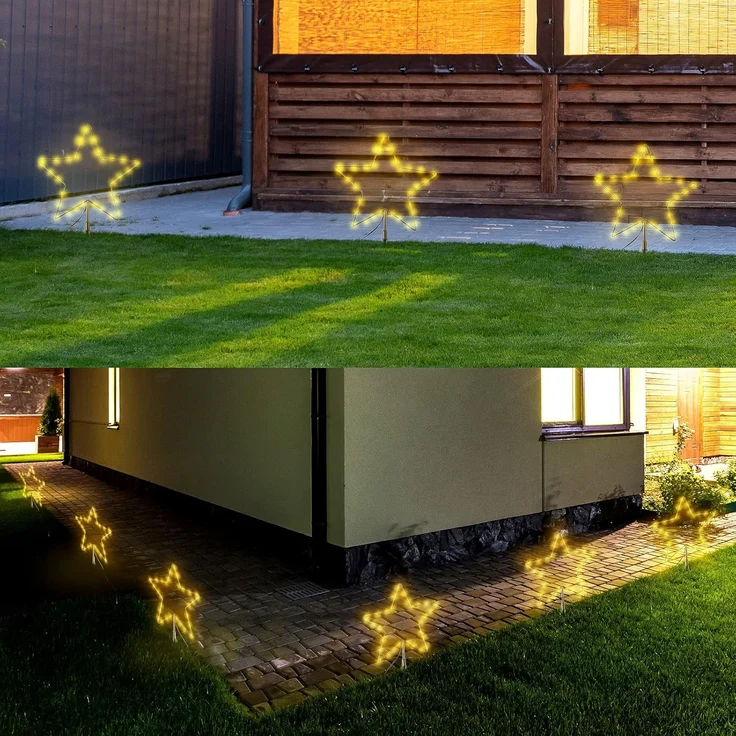 SALCAR 2m Weihnachtsbeleuchtung Außen, 3er Pack LED Stern – Bild 2