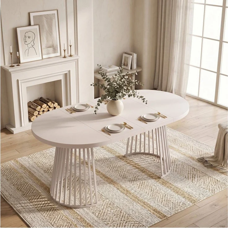 OKWISH Esstisch Ausziehbarer Kulissentisch, minimalistisch (Packung, 1-St, 4-8 Pers, Teleskop, Kaschmir), 100/138/176x100 cm – Bild 2