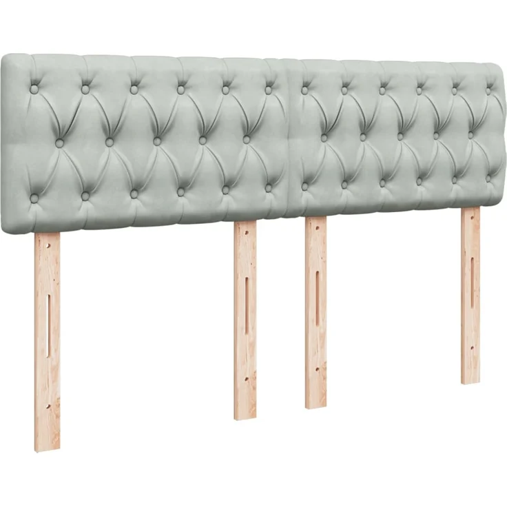 vidaXL Boxspringbett mit Matratze Hellgrau 160x200 cm Samt 3287788 – Bild 5