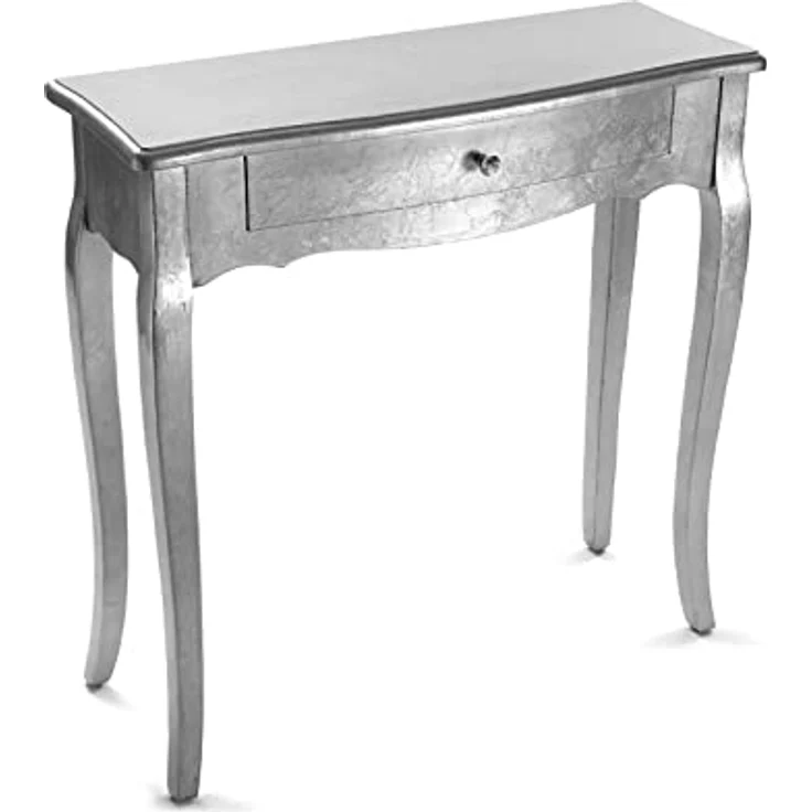 Versa Cagliari Schmales Möbelstück für den Eingangsbereich oder Flur, Moderner Konsolentisch, mit 1 Schublade, Maßnahmen (H x L x B) 80 x 30 x 80 cm, Holz, Farbe: Silber – Bild 2