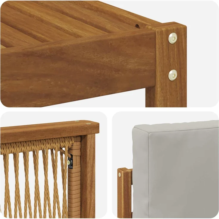 vidaXL Outdoor-Sofagarnitur 5 stk. 6-Sitzer Natur und Hellgrau 3384687 – Bild 5