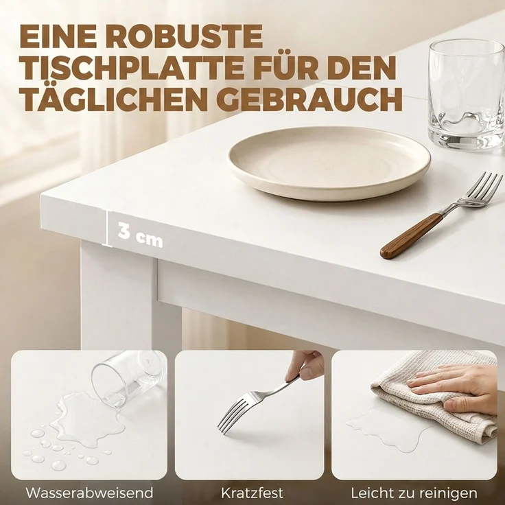 HOMCOM Esstisch, Spanplatte, Weiß, 120 x 60 x 75,5 cm – Bild 6