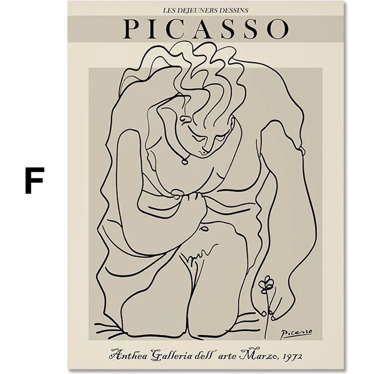 Poster Picasso Matisse Museum Abstrakt Retro Porträt | Bilder Wohnzimmer | Wandbilder Schlafzimmer | Deko Print ohne Rahmen | Bilder - F / 20 x 25 cm