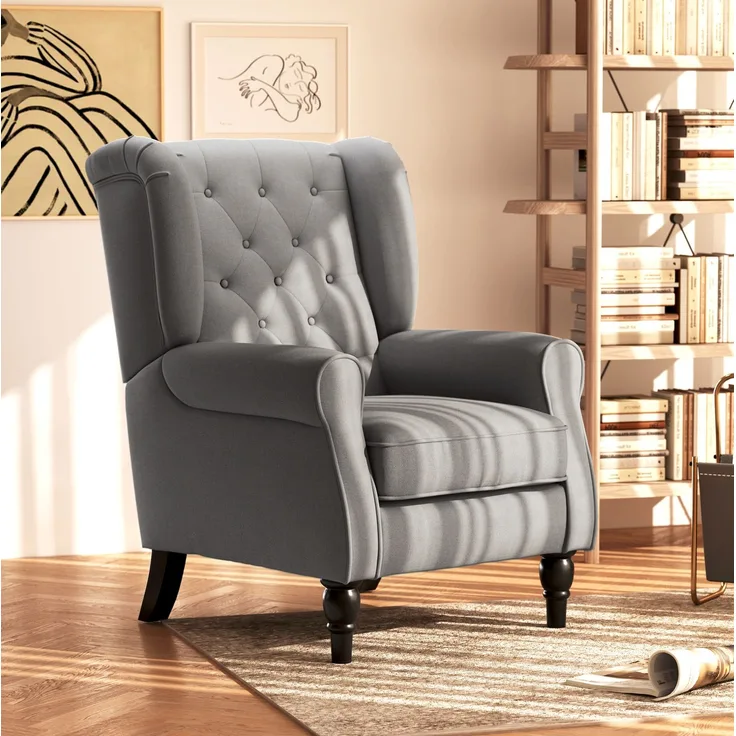 DESVIAE Sessel mit Knopfheftung 74x102x86 cm Polyester Dunkelgrau
