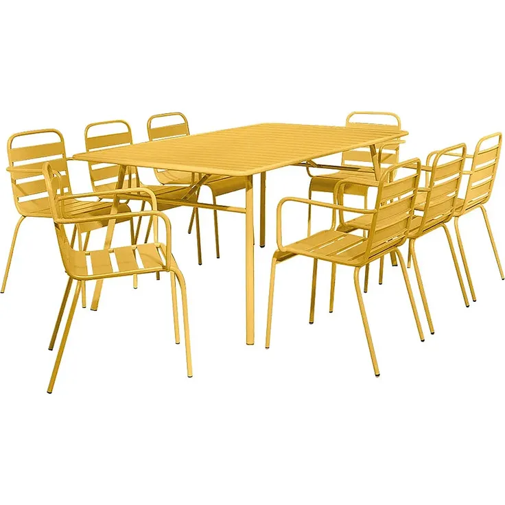 Vente-unique - MIRMANDE Gartenessgruppe Metall Gelb - B 100 cm59 cm x H 75 cm79 cm x L 200 cm56 cm – Bild 2