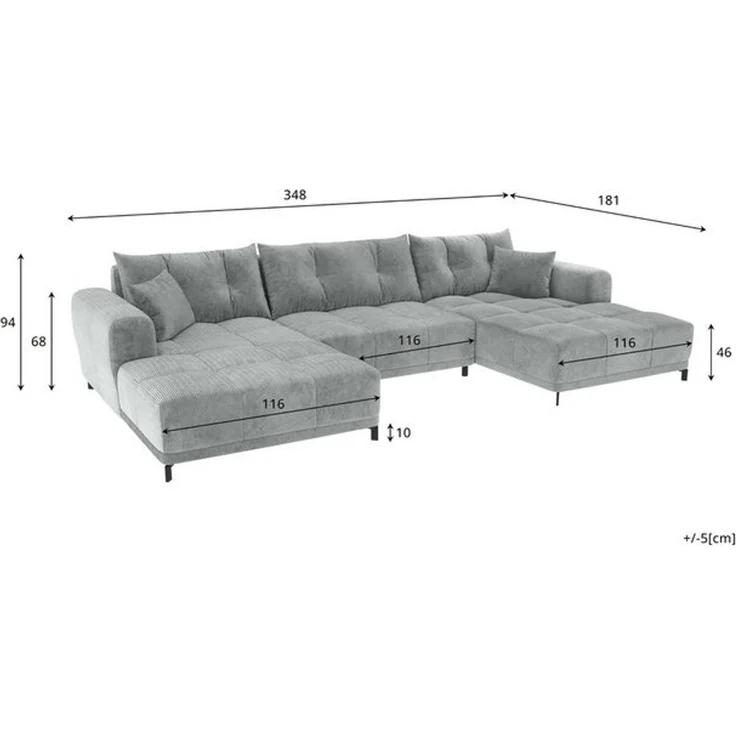99rooms Massimo Wohnlandschaft Cordstoff POSO Creme mit Schlaffunktion – Bild 4