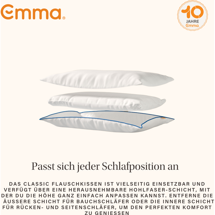 Emma 'Original Comfort' Flauschkissen, 98 % Polyester / 2 % Elasthan weiß, 80x80 cm – Bild 6