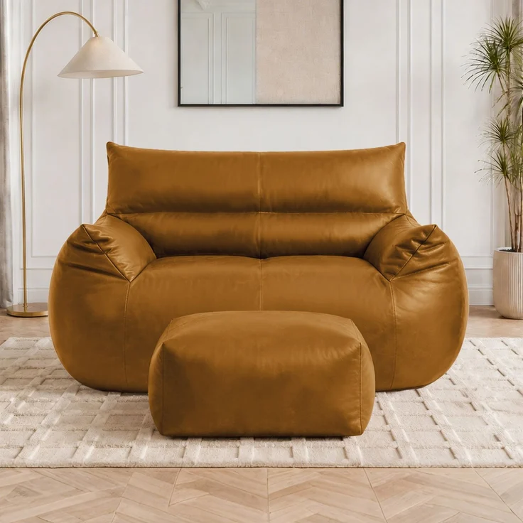 Sitzsack aus Tech-Stoff, ergonomisch geformt, 133x100x75 cm, Braun – Bild 3