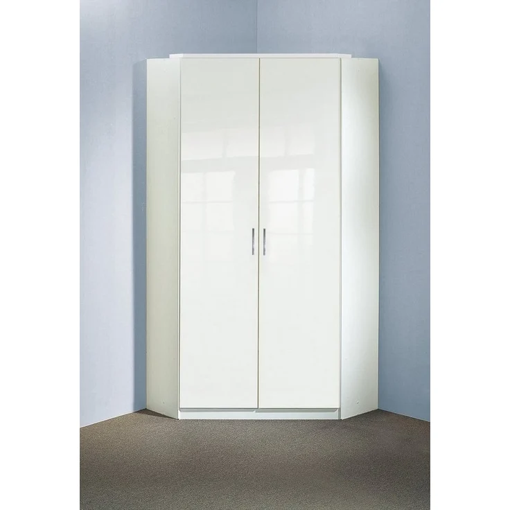 Eckkleiderschrank >Clack< in HOCHGLANZ LACK WEISS - 95x198x95cm (BxHxT) – Bild 5