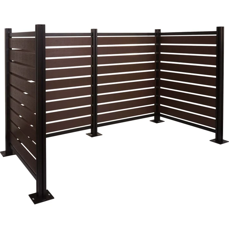 Alu Mülltonnen-Zaun HWC-K57, Mülltonnenverkleidung, Holzoptik erweiterbar 130x206x110cm ~ braun – Bild 9