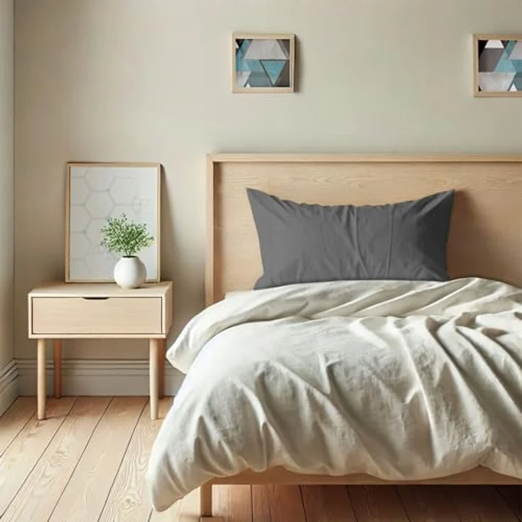 ECOMMERC3 Packung mit 2 Kissenbezügen, 45x100 cm, extra weich und bequem, anthrazit, atmungsaktiv, leicht zu waschen – Bild 6